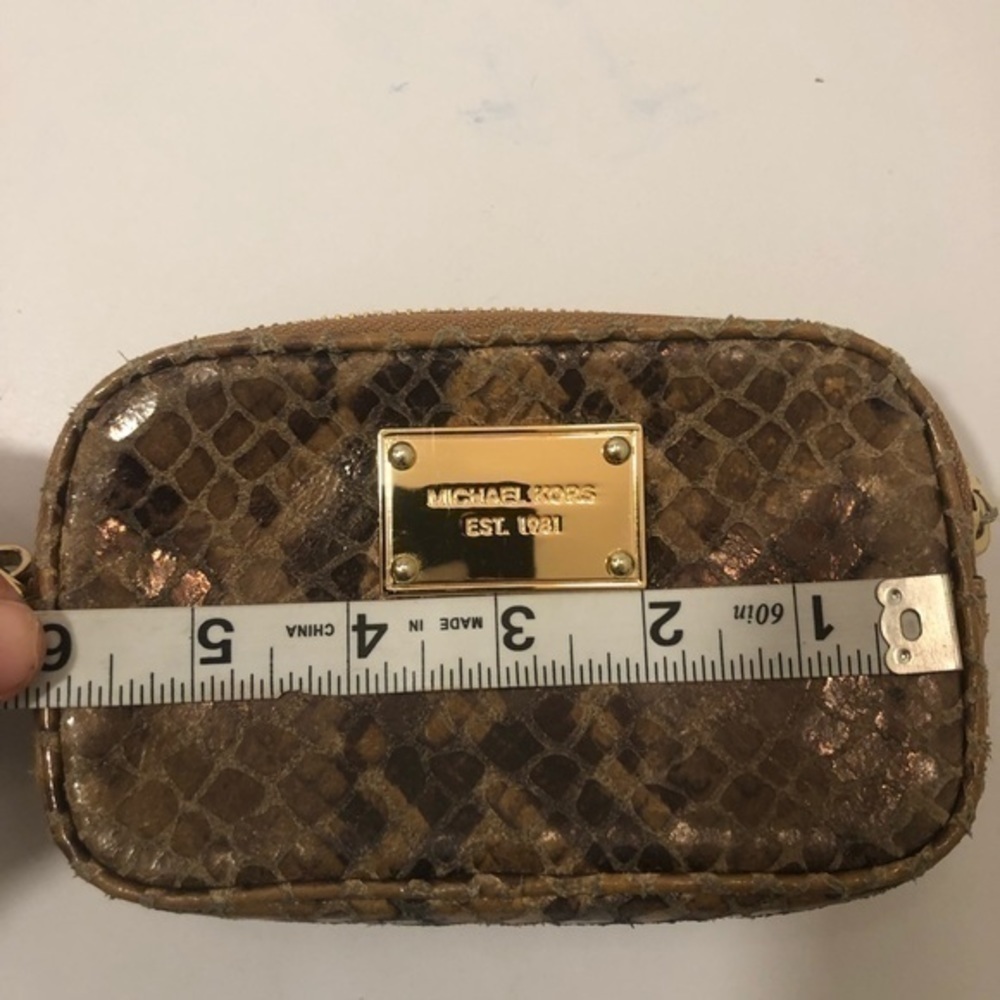 Michael kors python embossed 2 zipper wristlet bag - image 7